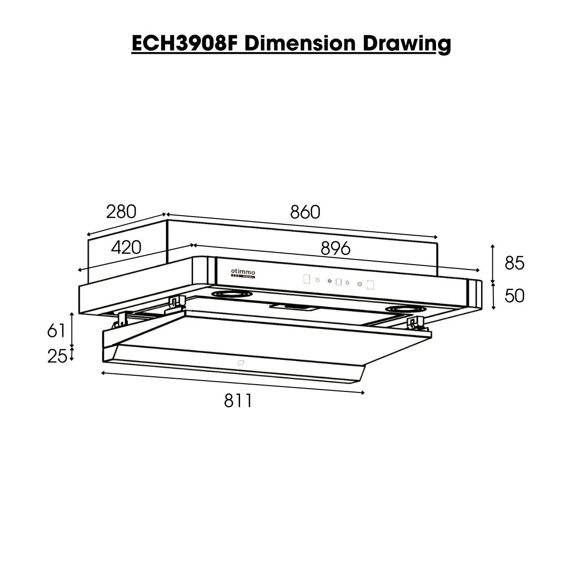 90cm Semi-Integrated Slimline Hood