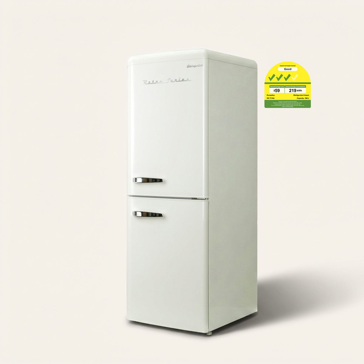 170L Retro 2 Door Bottom Mount Fridge | No-Frost, Fast Freeze