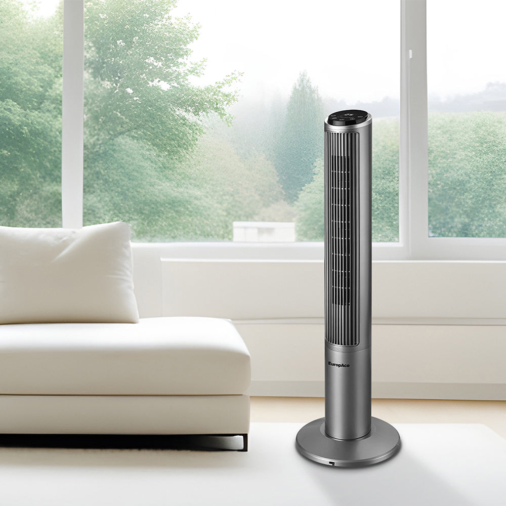 40" Metallic Grey Tower Fan | Online Exclusive, Safe for Children, Touch Control