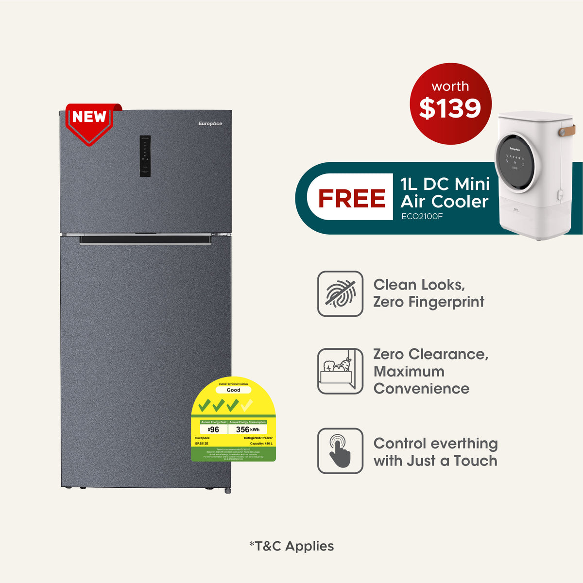 Lumine Series 480L Top Mount Fridge Gift-with-Purchase! – EuropAce