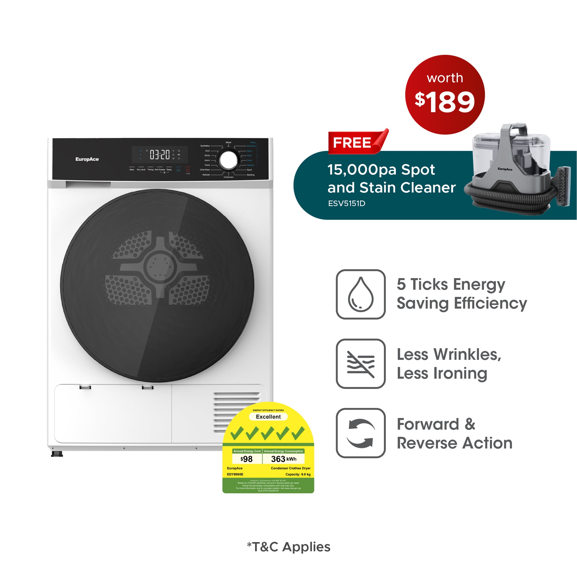 9KG 5 Ticks Heat Pump Dryer