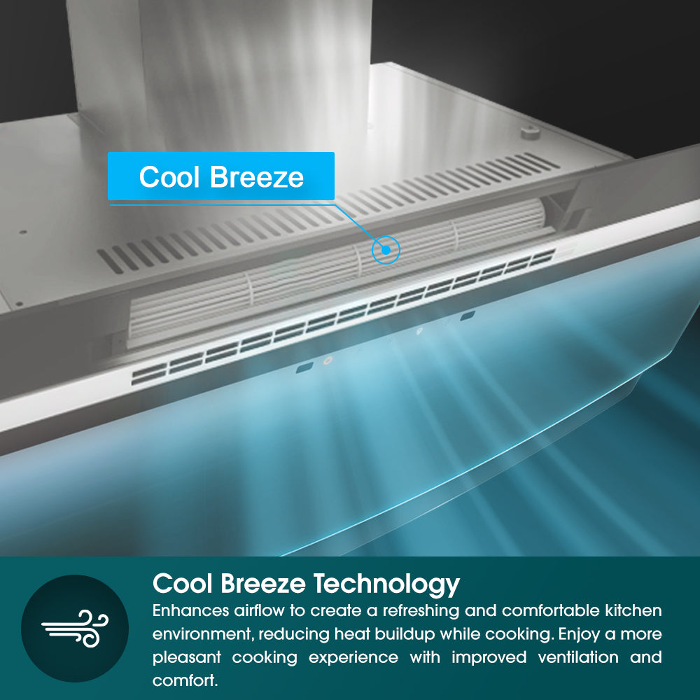 90cm 1400m3/h Designer Chimney Hood (Cool Breeze)