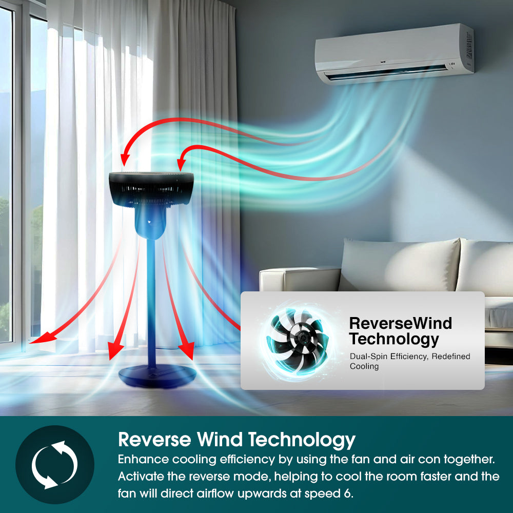 12” Portable DC High Velocity Fan w Ambient Light | Power on the Go (Power Bank Compatible), 3D Oscillation, Easy Clean