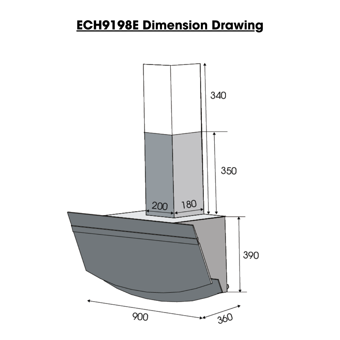 90cm 1400m3/h Designer Chimney Hood (Cool Breeze)