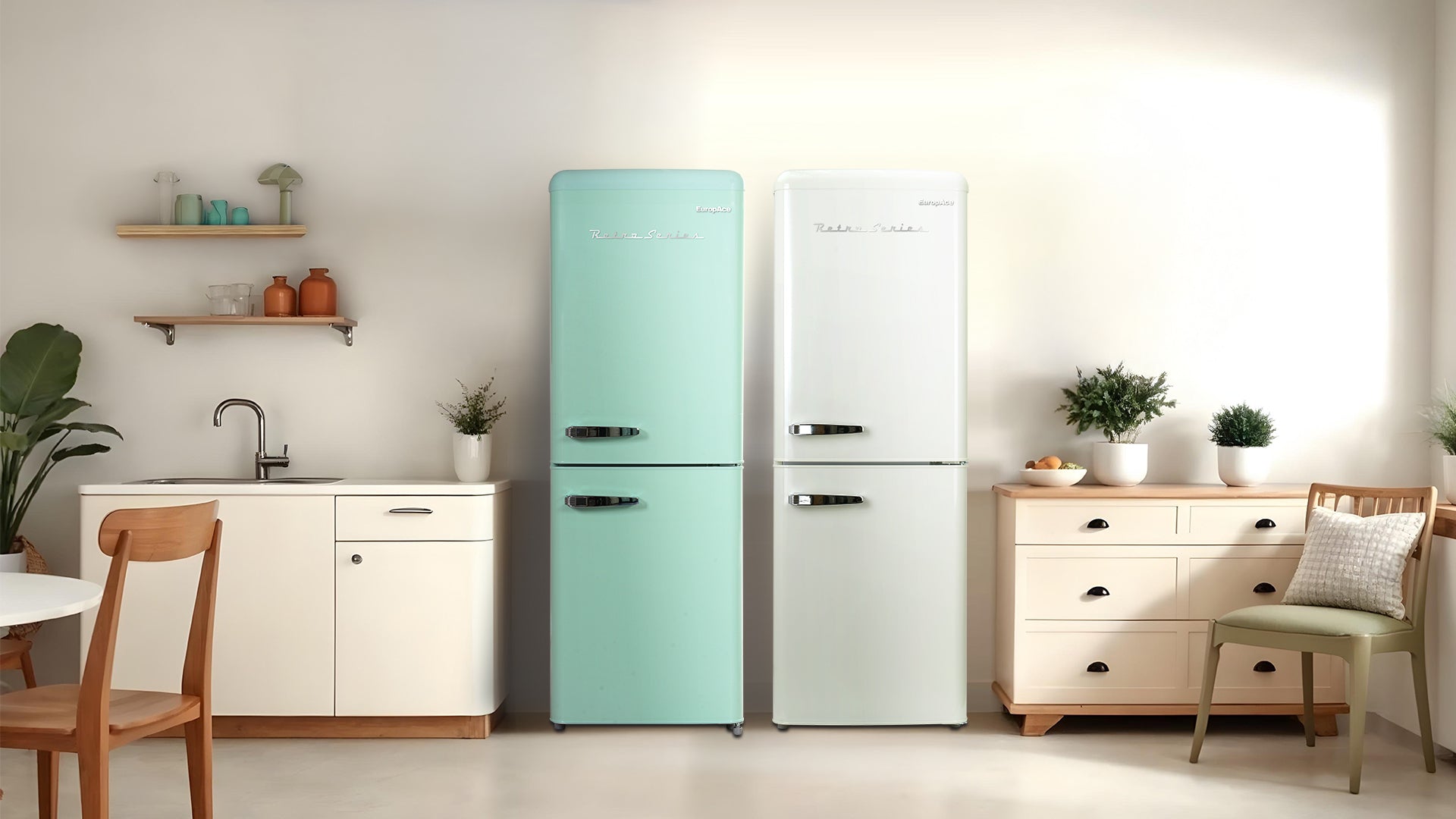 170L Retro 2 Door Bottom Mount Fridge | No-Frost, Fast Freeze