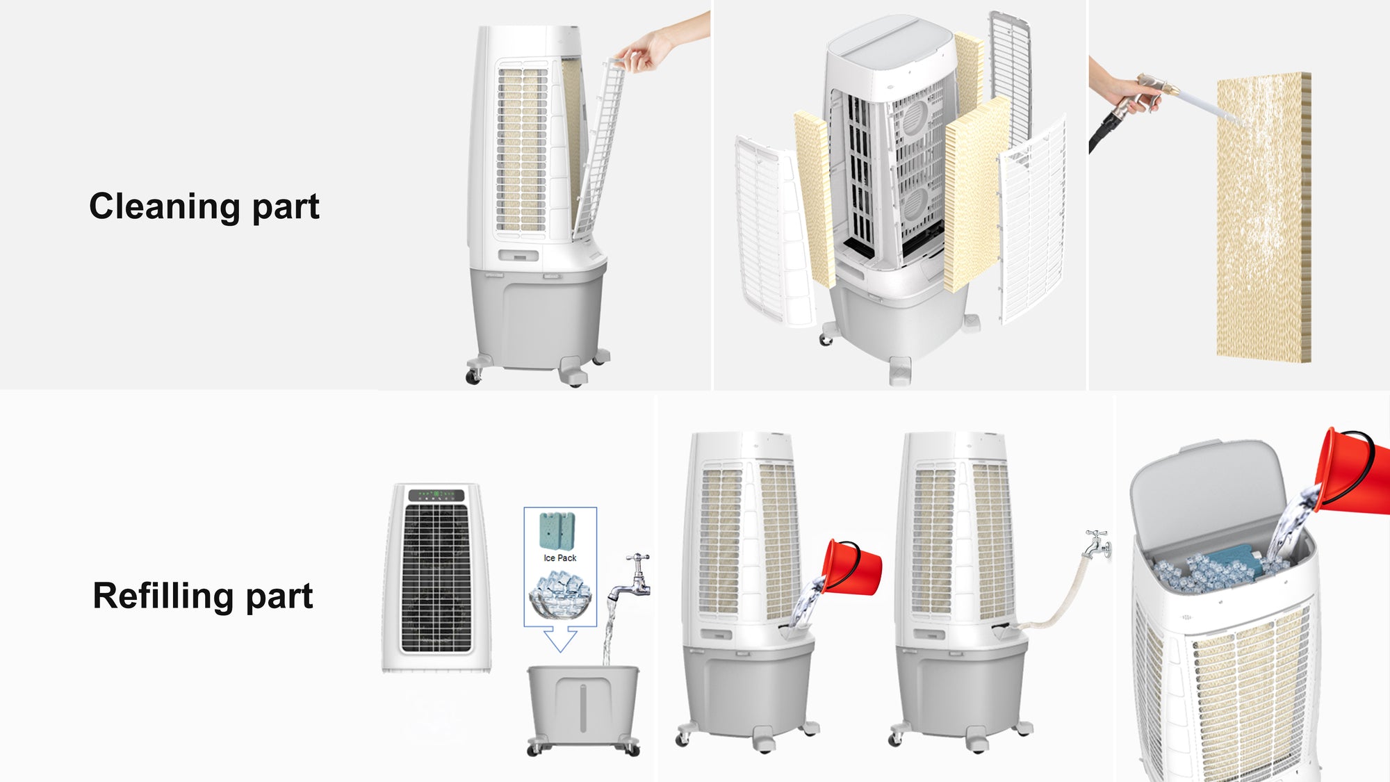 Easy Cleaning & 3-Way Water Refill