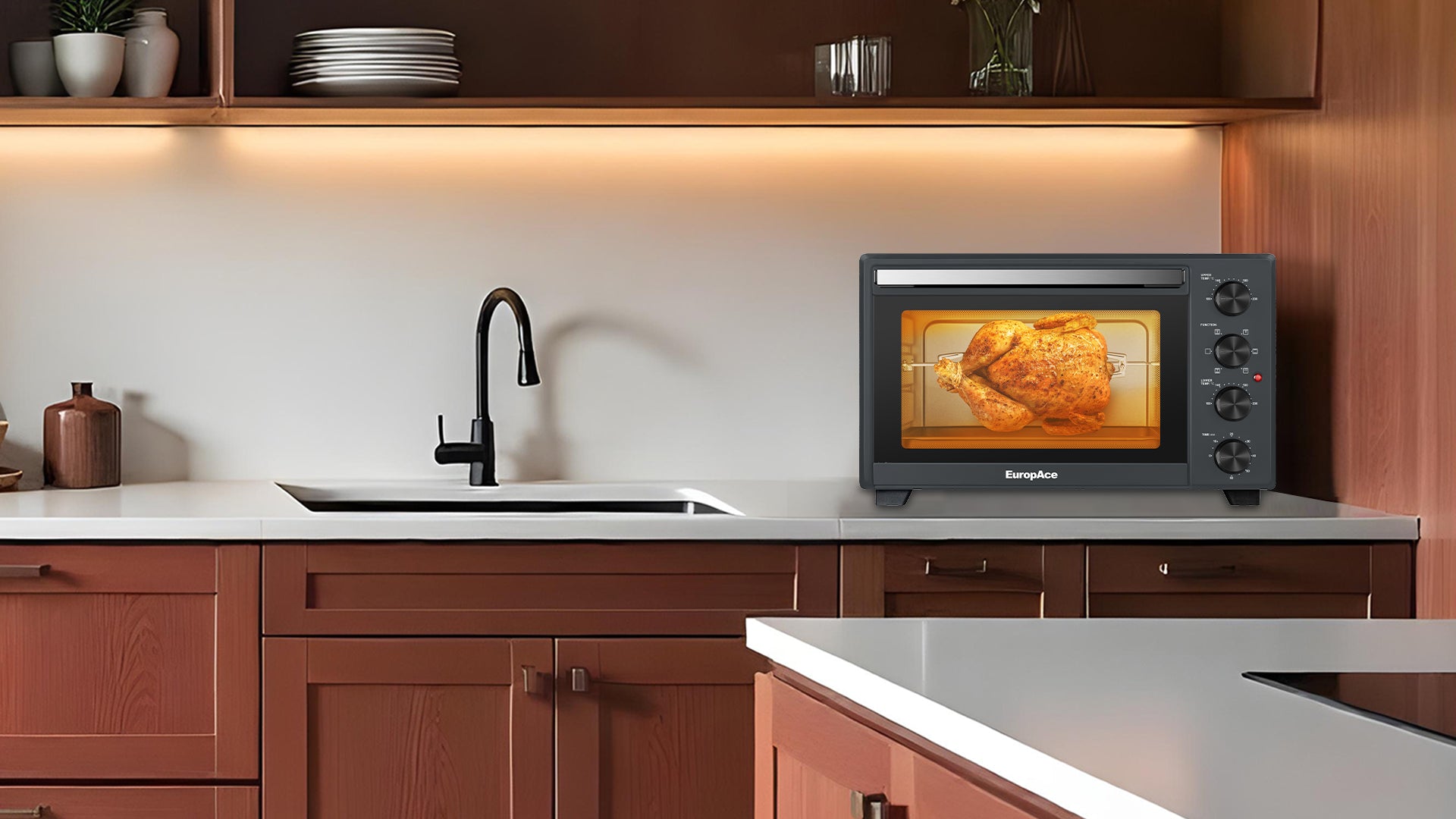 45L Electric Convection Oven with Rotisserie 360° 