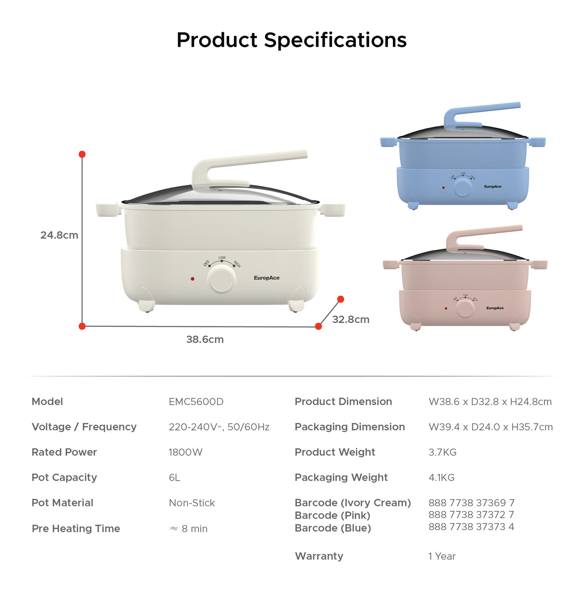 [PREORDER] 6L Yuan Yang Multi-Cooker Hotpot | Available in 3 Colors