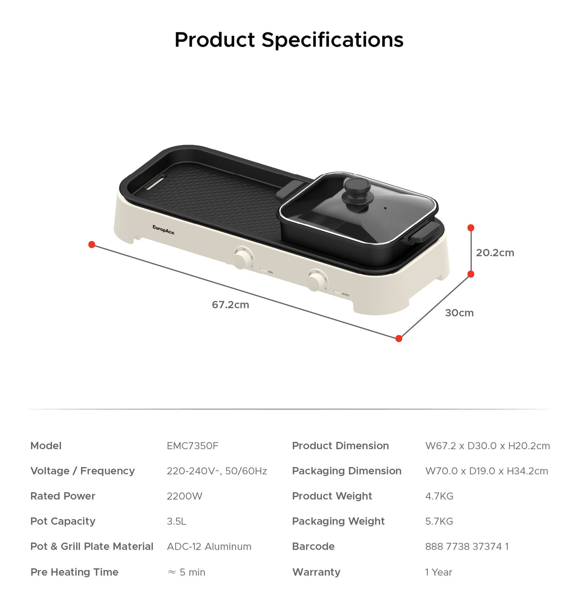 [NEW MODEL] Pre-Order 3.5L Hotpot with Non-Stick Grill Pan | Yuan Yang Hotpot & Grill | Dual Independent Temperature Control | 2200W Fast Heating