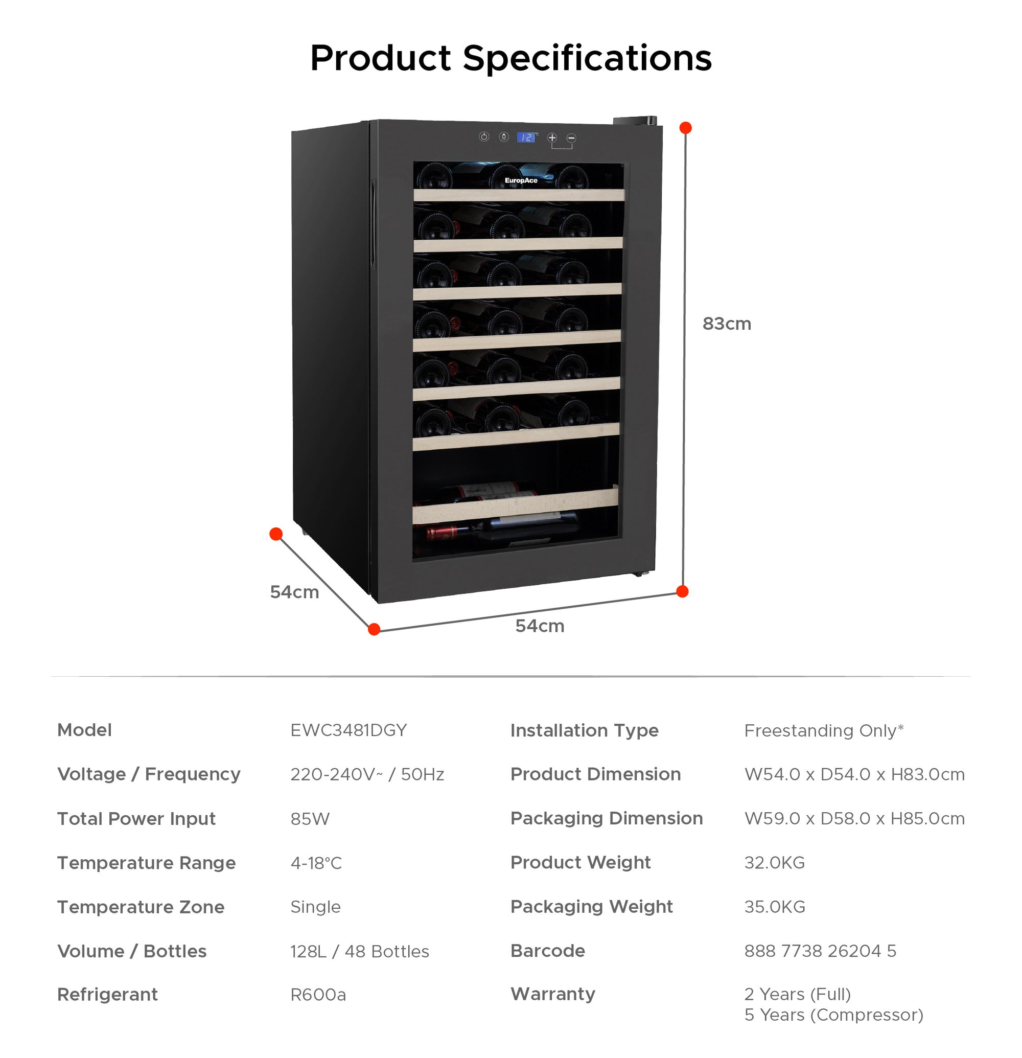 (Pre Order) 48 Bottles Wine Chiller with FREE Wine Opener Set