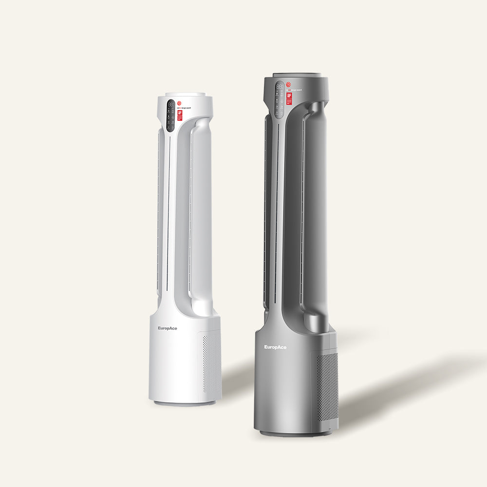 Intelligent Dual Wings Air Purifying Bladeless Fan | Dual Korean True HEPA FILTER, AI Smart Wind, Patented 3-Way Airflow (Triple Airflow)