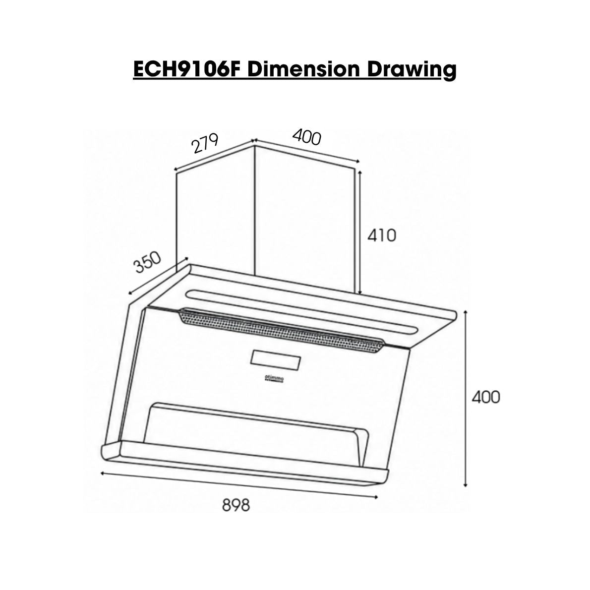 90cm L-Arc Shape Chimney Hood
