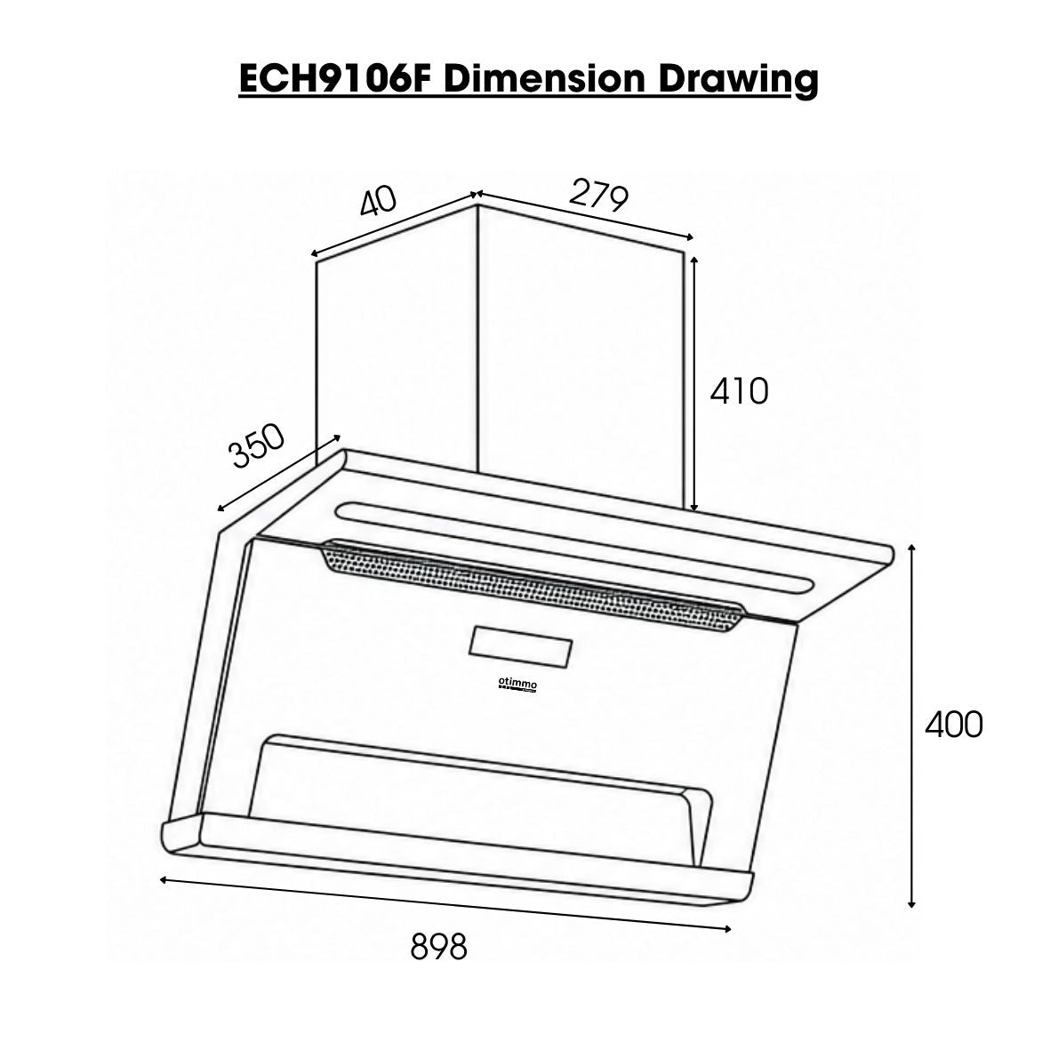 90cm L-Arc Shape Chimney Hood