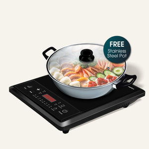 2000W Portable Induction Cooker | Crystal Glass Cooktop for High Durability and Heat Resistance | Perfect for Daily Cooking
