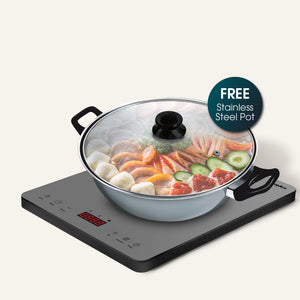 (Pre Order) 2000W Slim Portable Induction Cooker | Full Crystal Glass Cooktop for High Durability and Heat Resistance | Perfect for Daily Cooking