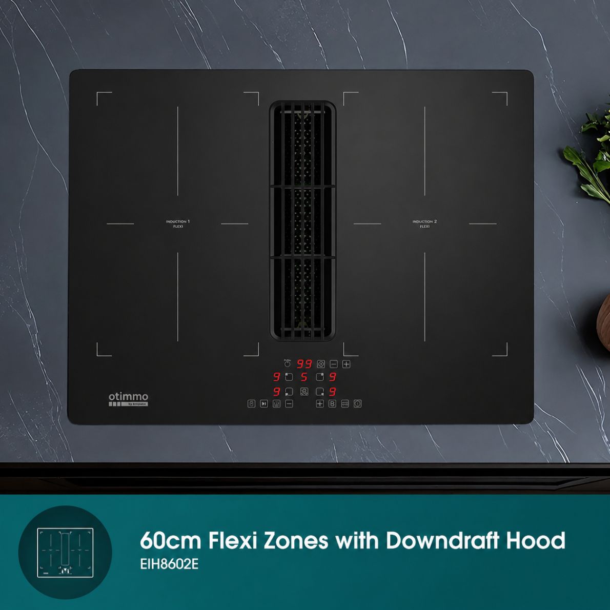 60cm Flexi Zones Induction Hob with Downdraft Hood