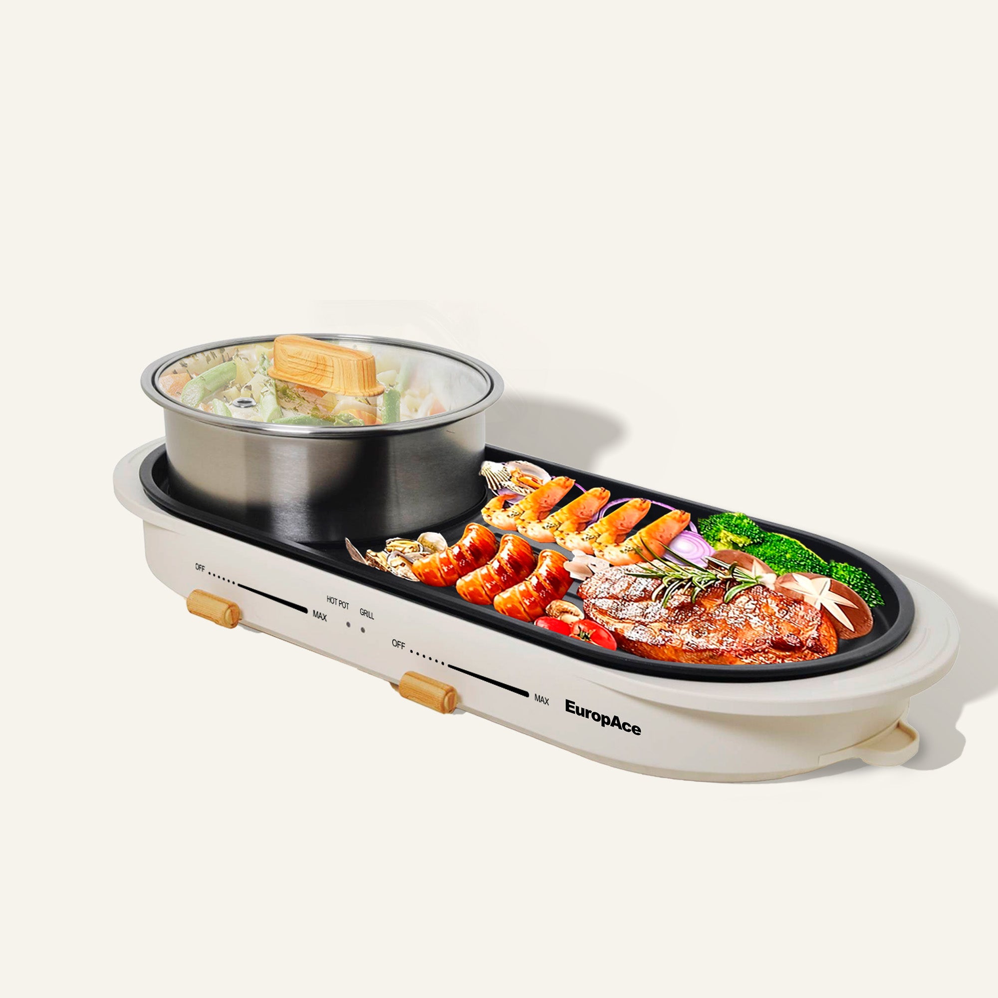 3L Hotpot with Non-Stick Grill EMC7303D – EuropAce