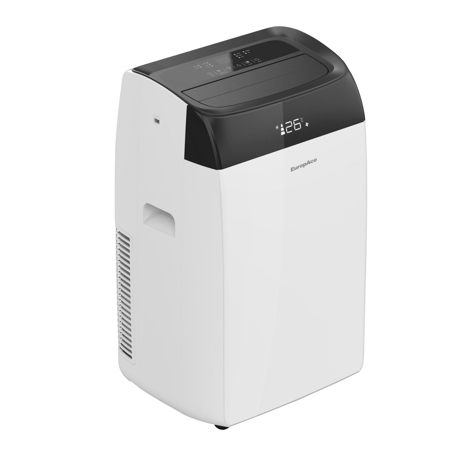EuropAce 13,000 BTU 4-IN-1 Smart Air Purifying Dual Hose Portable Aircon | UV Sterilization, 99.97% Airborne Particles Removal, Energy Efficient Cooling | EPAC13E6UV | 1 Year On-Site (Full) | Ideal for Large Spaces Up to 290 sq ft | White