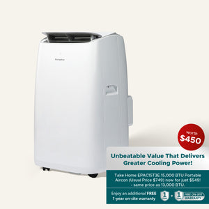 [Free Upgrade + Additional Warranty] 15,000 BTU Dual Hose Portable Aircon | 320 sqft Compact Series, Extra Cold