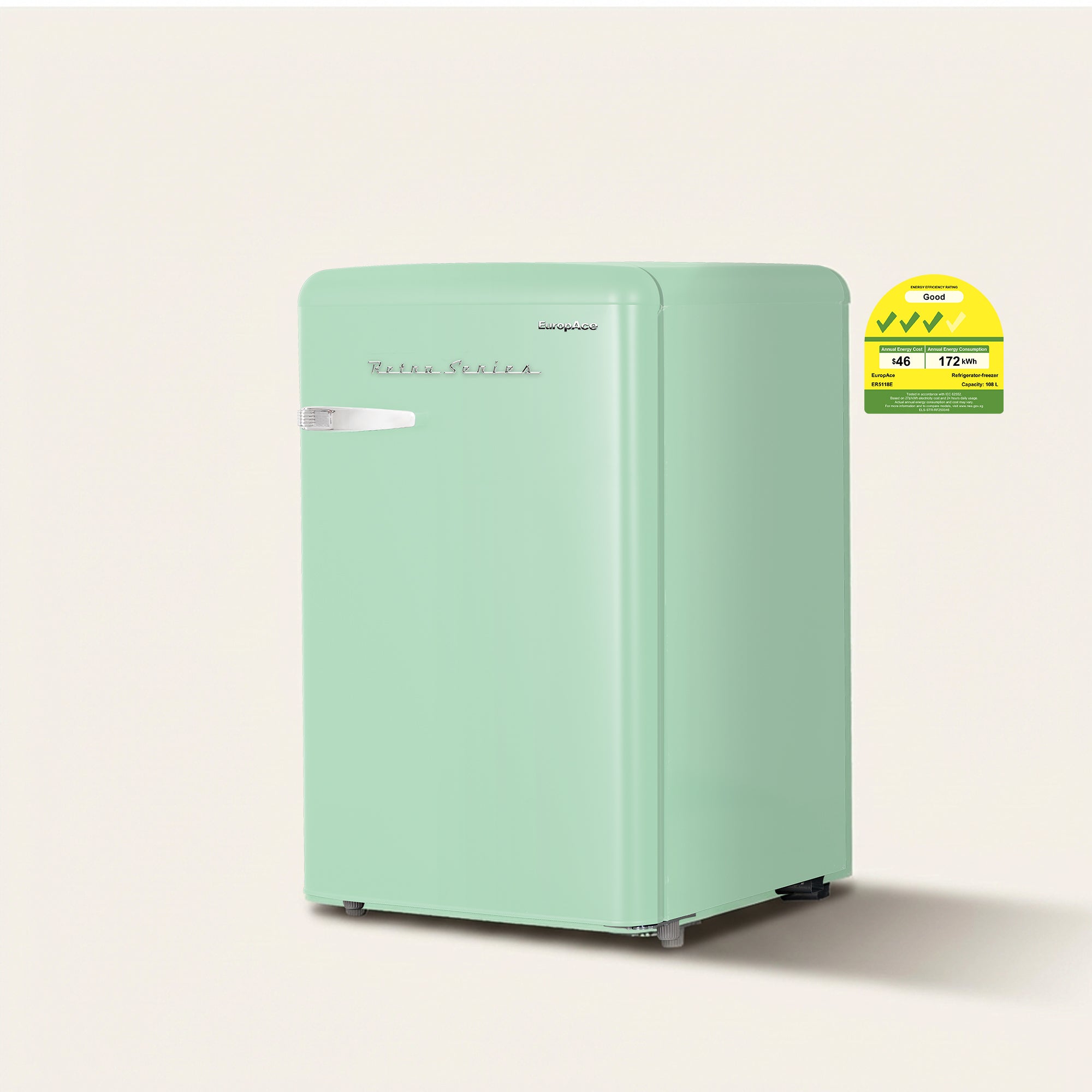 80784→38500 108L Retro 1 Door Fridge with Freezer Compartment | ER5118EGN