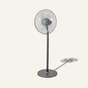 EuropAce 16” DC Stand Fan with Remote | Energy Efficient, Low Noise & Powerful Airflow | Ideal for Large Rooms & Open Spaces | Metallic Grey