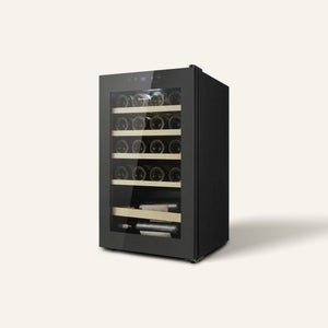 20 Bottles Wine Chiller | 3 Layered Anti-UV Glass, Beechwood Shelves