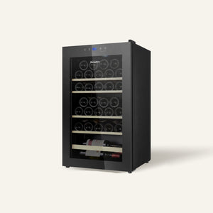 (Pre Order) 48 Bottles Wine Chiller | 3 Layered Anti-UV Glass, Beechwood Shelves