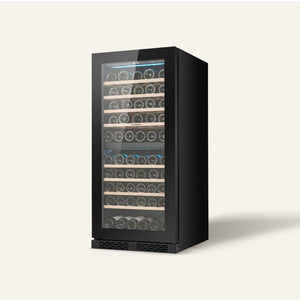 70 Bottles Dual Zone Wine Chiller | 3 Layered Anti-UV Glass, Beechwood Shelves