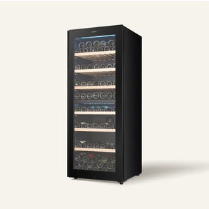 98 Bottles Dual Zone Wine Chiller | 3 Layered Anti-UV Glass, Beechwood Shelves