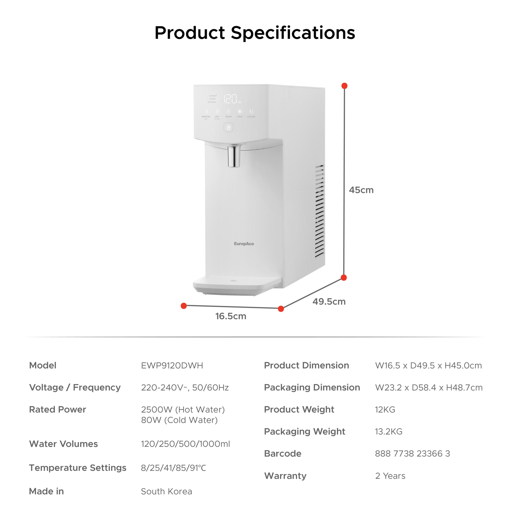 Tankless Hot & Cold Water Purifier | Leak Proof Technology | Energy Saving | Made in Korea | Quality Water | Instant Refrigerator-Cold or 90++°C Hot Water