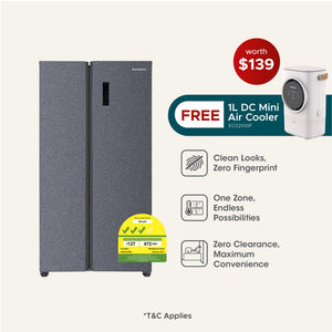 Grande Series 595L Side by Side Fridge with FREE 1L DC Mini Air Cooler (Worth $139)