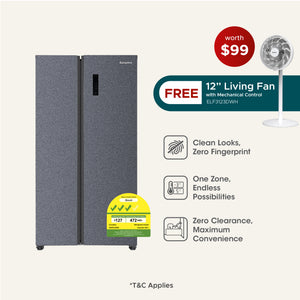 Grande Series 595L Side by Side Fridge with FREE 12” Living Fan (Worth $99)
