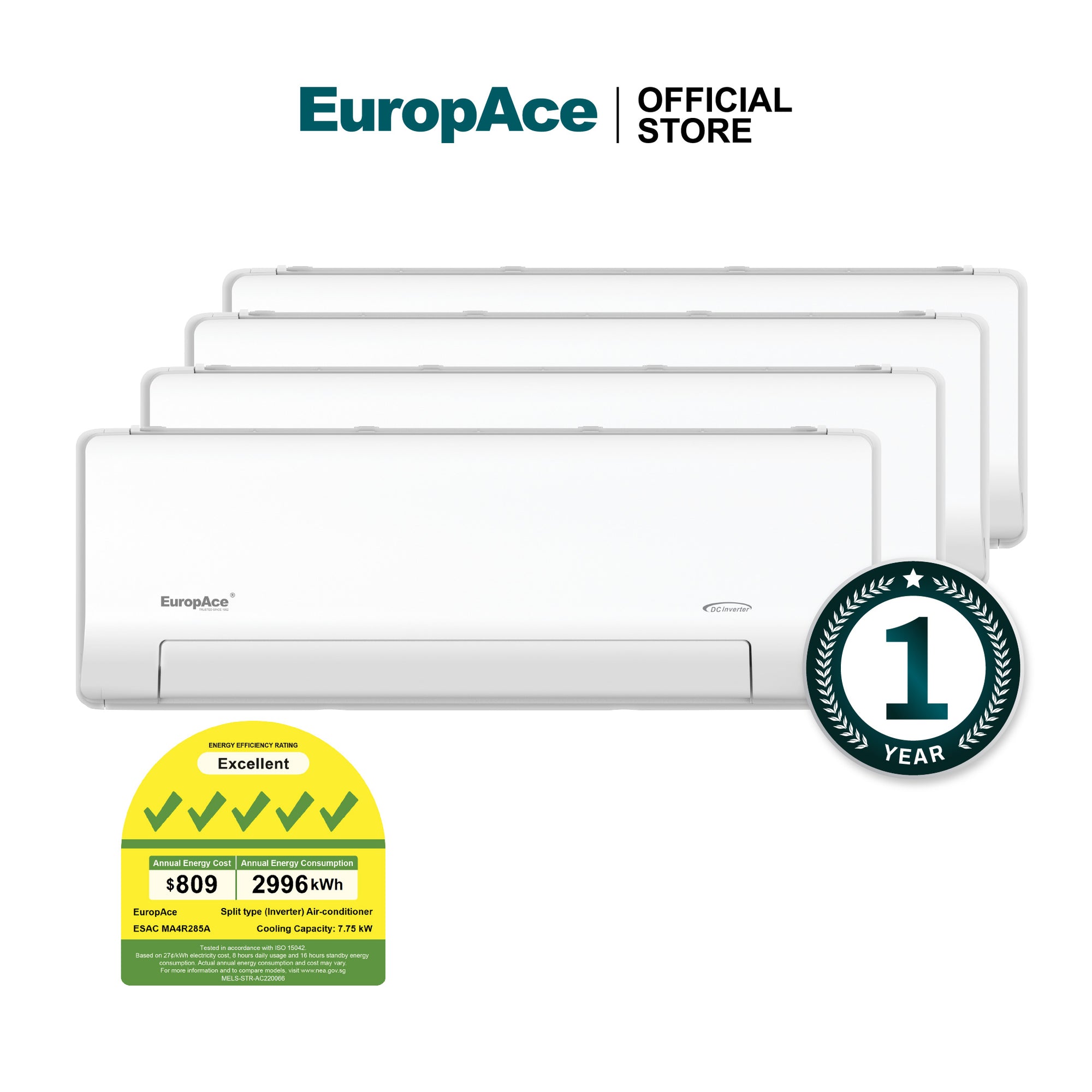 R32 System 4 Split Air Conditioner (28,000 BTU)  - ESAC MA4R285A