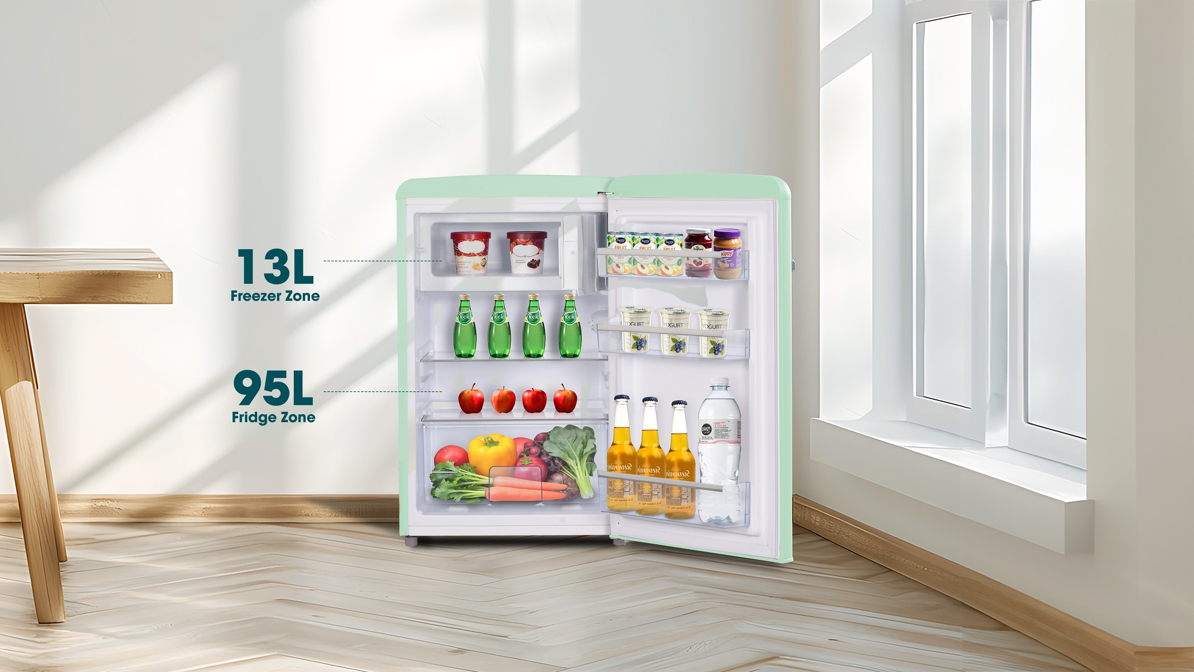 108L Retro 1 Door Fridge with Freezer Compartment | ER5118EGN