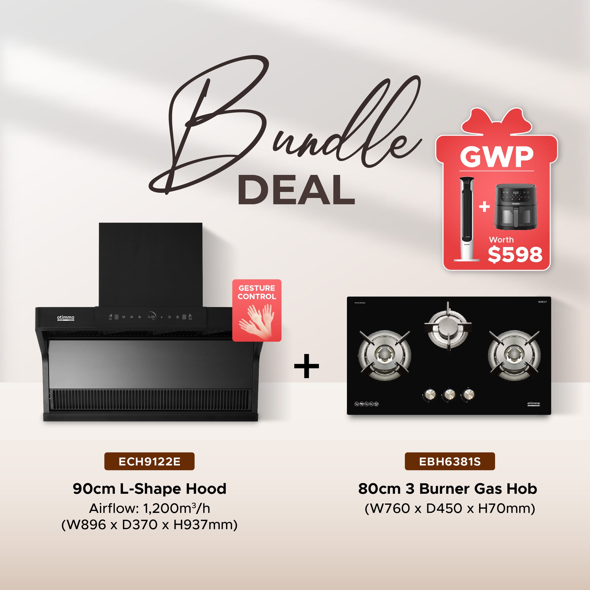 80cm Built-In Gas Hob (3burner)