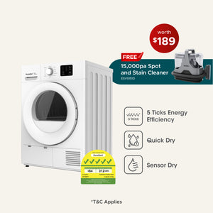 8KG Heat Pump Dryer with FREE Spot and Stain Cleaner (Worth $189)