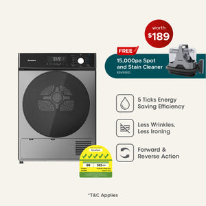 9KG 5 Ticks Heat Pump Dryer with FREE Spot and Stain Cleaner (Worth $189)