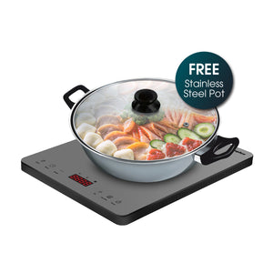 (Pre Order) 2000W Slim Portable Induction Cooker | Full Crystal Glass Cooktop for High Durability and Heat Resistance | Perfect for Daily Cooking