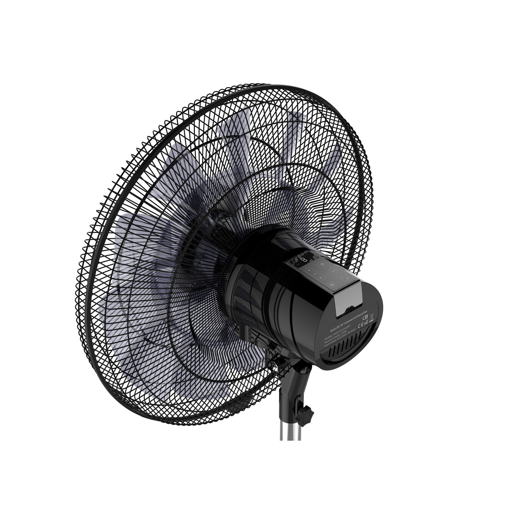 Essential Series 18" DC Circulator Stand Fan | Ceiling Fan Power up to 9,690 m³/h airflow, 18 blades, Touch Control Panel + LED Display