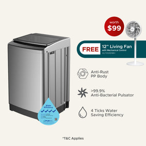 8KG 4 Ticks Top Load Washer with FREE 12” Living Fan (Worth $99)