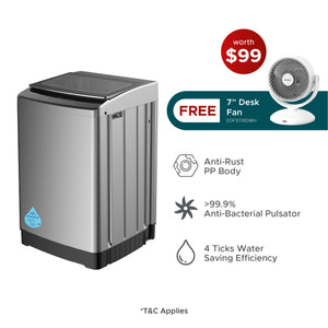 8KG 4 Ticks Top Load Washer with FREE 7" Desk Fan (Worth $99)