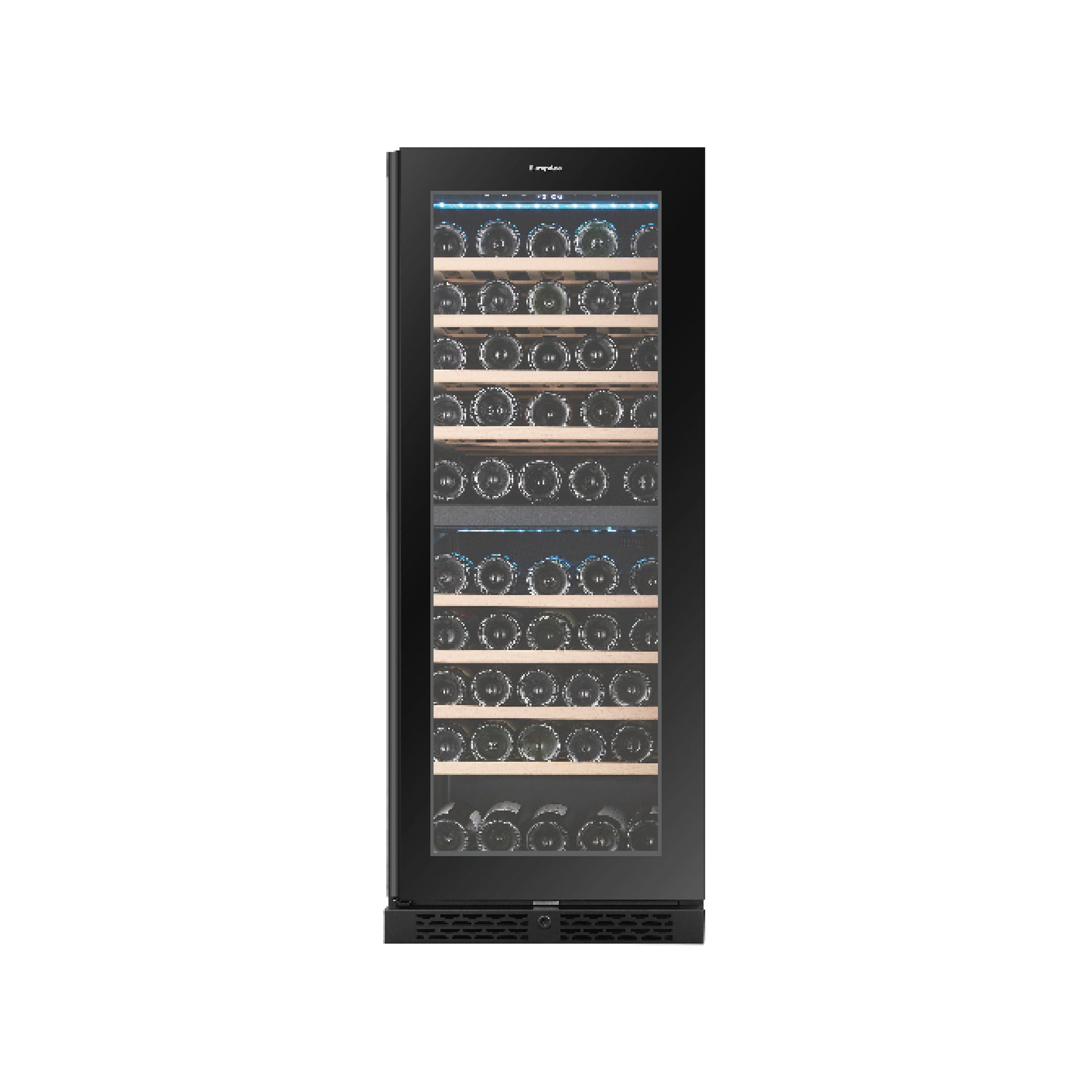 70 Bottles Dual Zone Wine Chiller | 3 Layered Anti-UV Glass, Beechwood Shelves