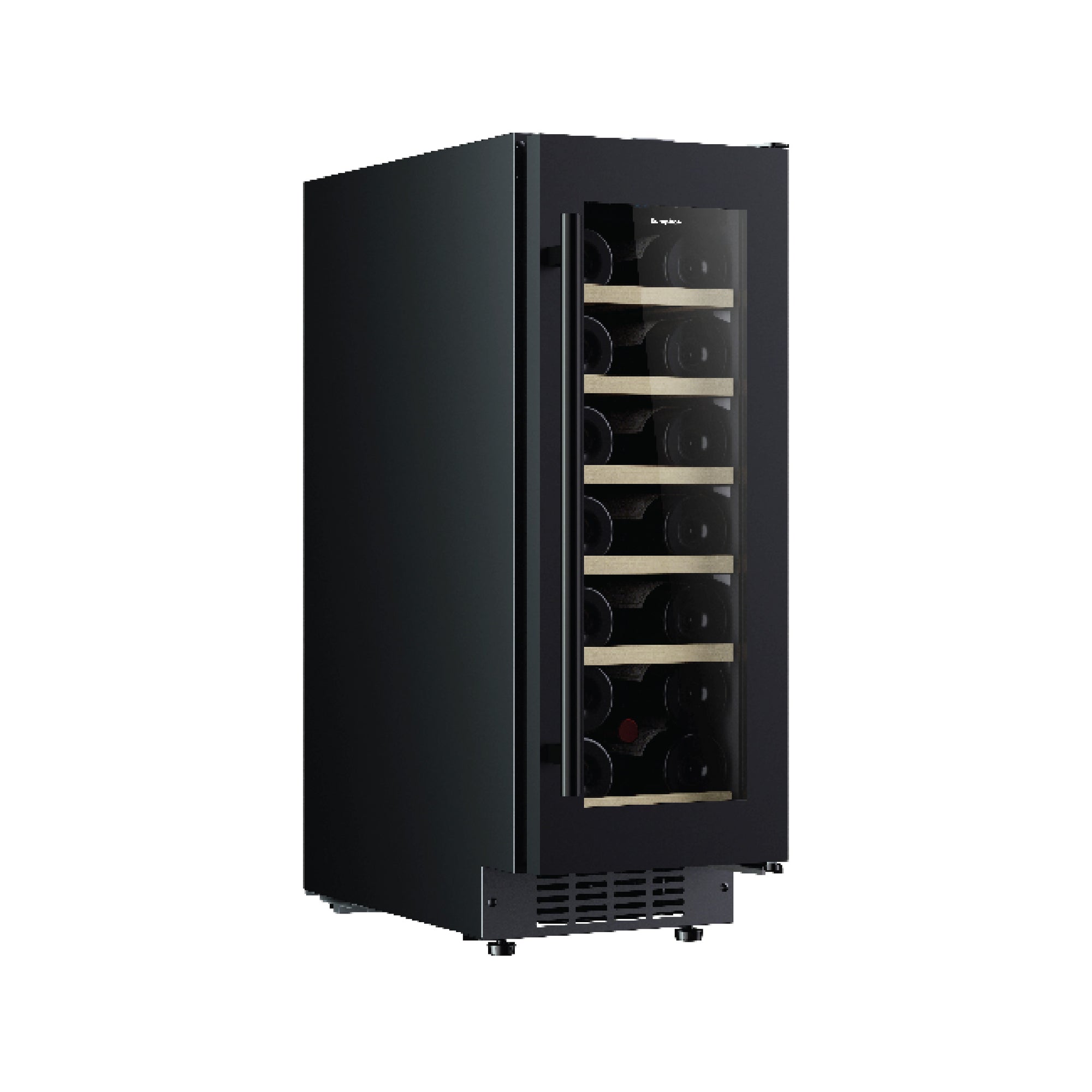 20 Bottles Slim Wine Chiller | 3 Layered Anti-UV Glass, Beechwood Shelves