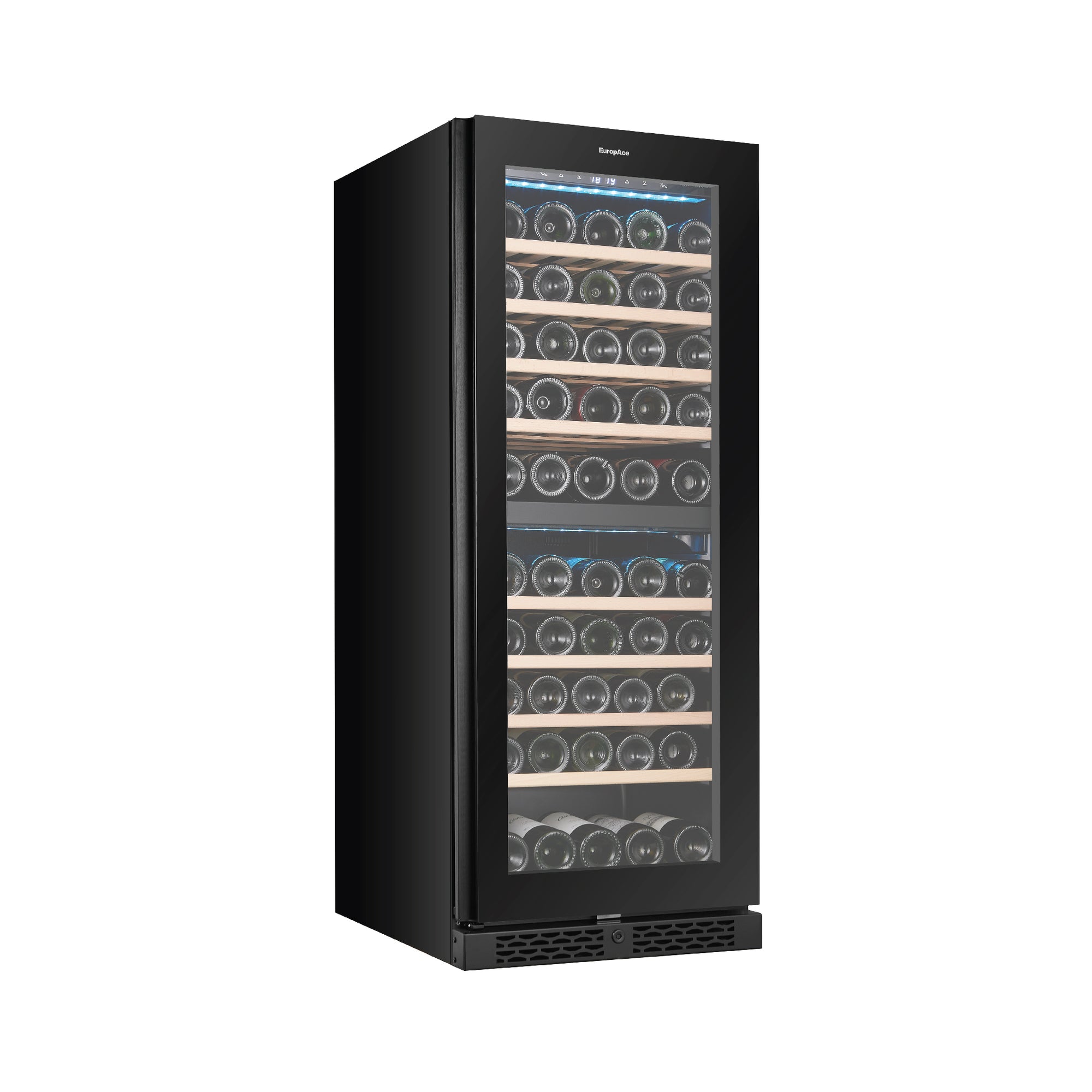 70 Bottles Dual Zone Wine Chiller | 3 Layered Anti-UV Glass, Beechwood Shelves