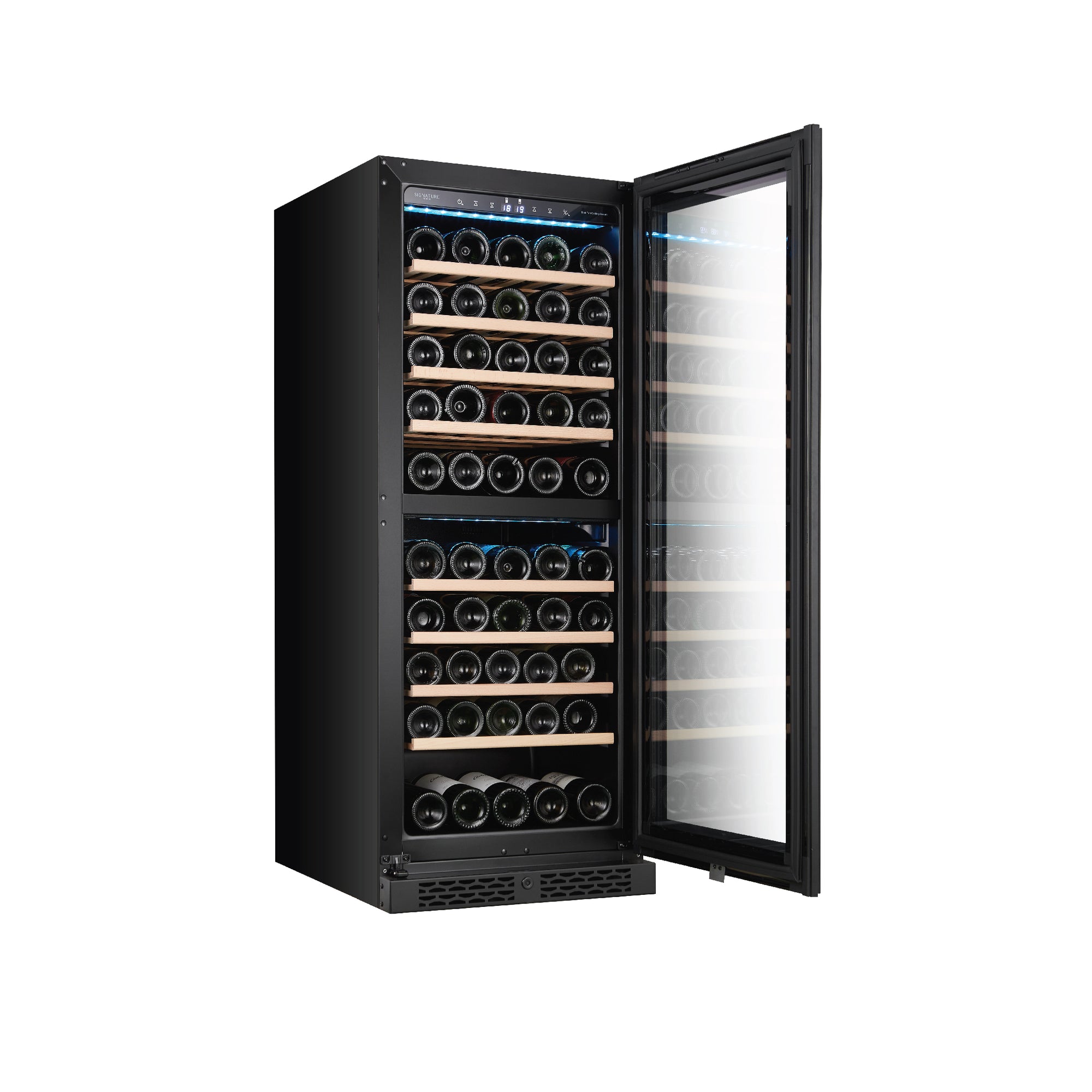 70 Bottles Dual Zone Wine Chiller | 3 Layered Anti-UV Glass, Beechwood Shelves