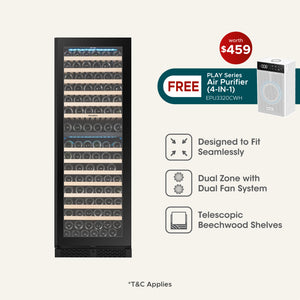 154 Bottles Dual Zone Wine Chiller with FREE PLAY Series Air Purifier (Worth $459)