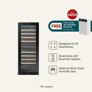 70 Bottles Dual Zone Wine Chiller with FREE PLAY Series Air Purifier (Worth $459)