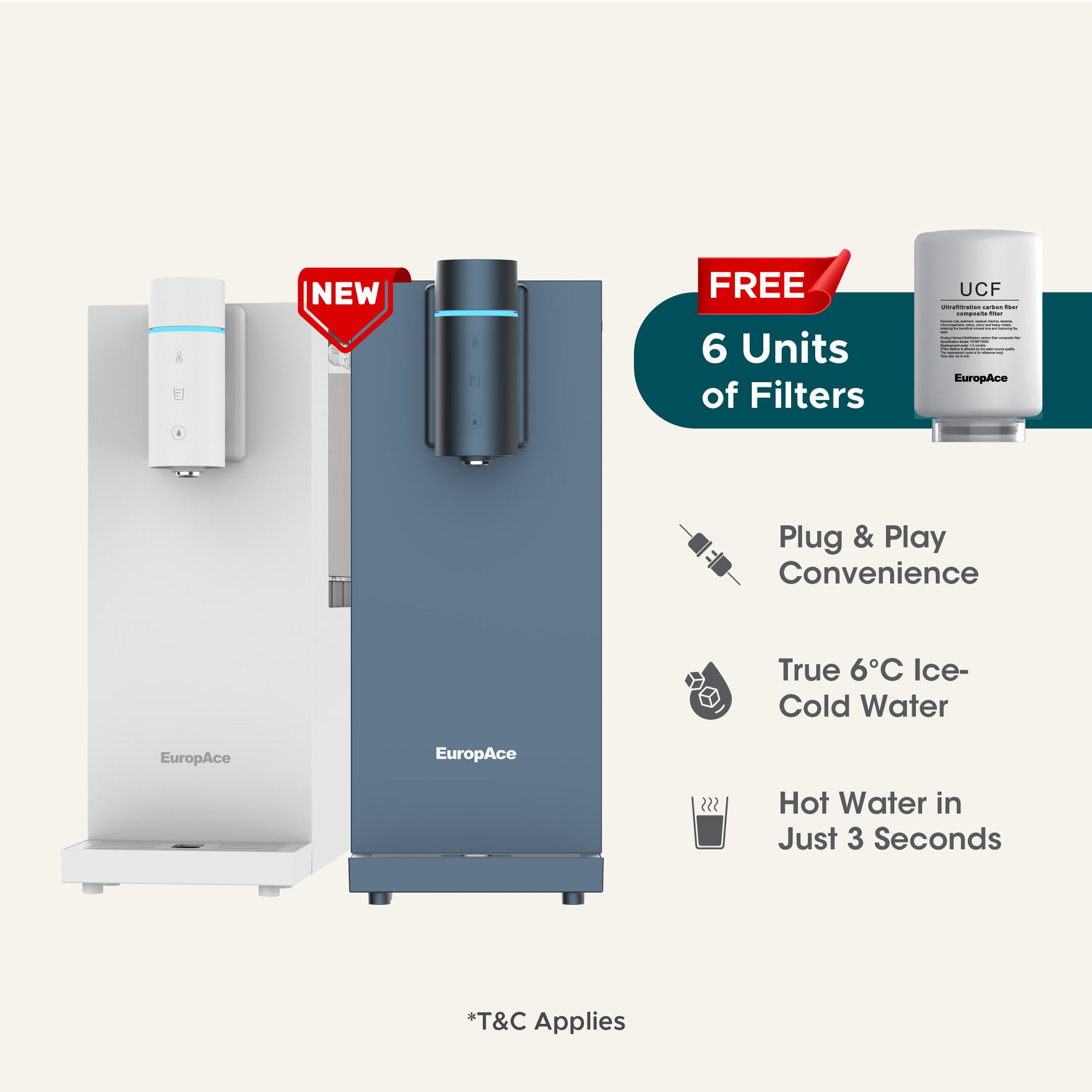 [NEW MODEL] Pre-Order StronPure 2.7L Instant Hot and Cold Water Purifier with FREE 6 Units of Filter