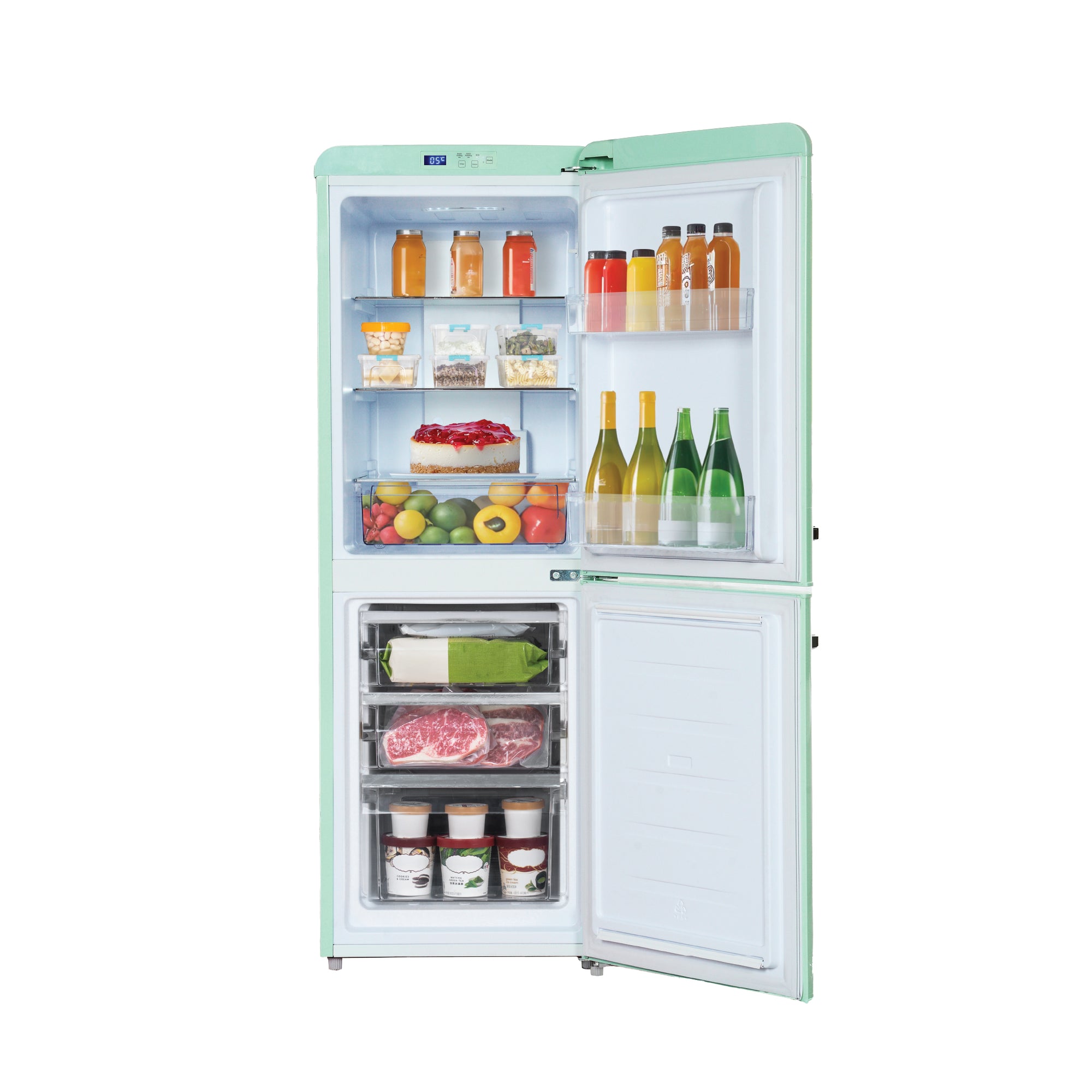 170L Retro 2 Door Bottom Mount Fridge | No-Frost, Fast Freeze, Fast Cooling, Eco Mode