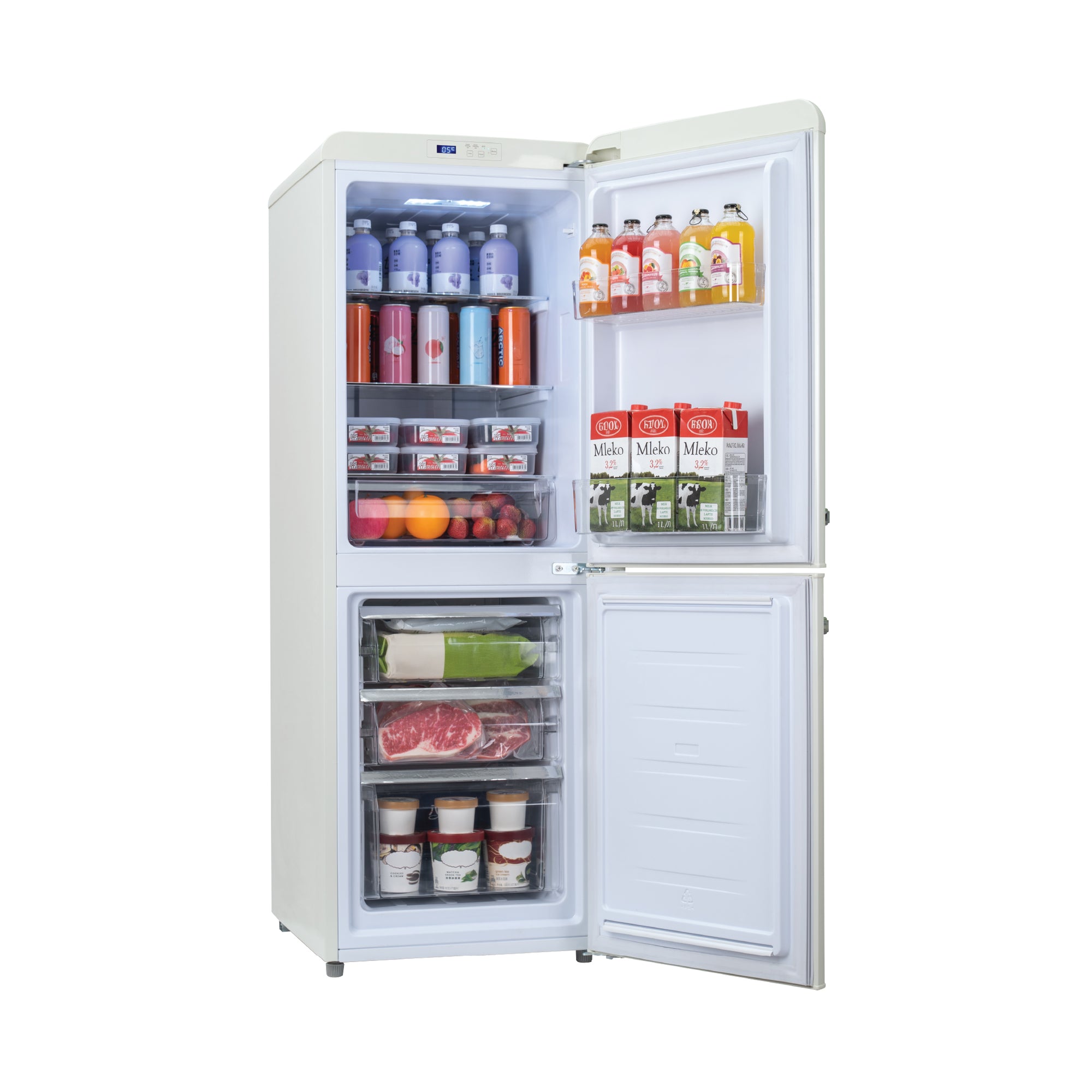 170L Retro 2 Door Bottom Mount Fridge | No-Frost, Fast Freeze, Fast Cooling, Eco Mode